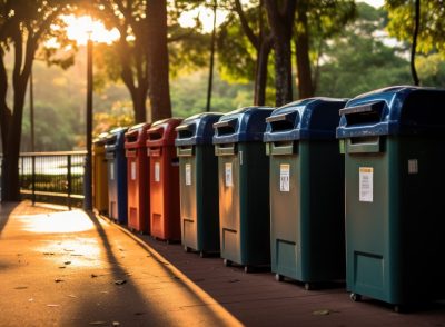 Recycling Bins in the Park Contribute to Aiding the Earth